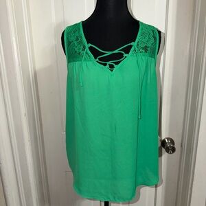Women’s size medium by & by Vibrant Green Lace Tank Top, shirt, blouse
